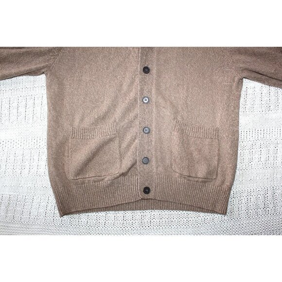 OSCAR DE LA RENTA 100 Cotton men brown sweater Size XL Long Sleeve Button front - Picture 8 of 11